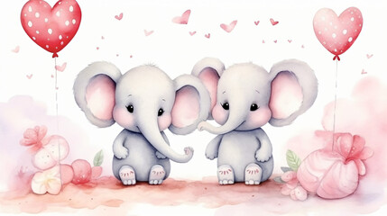 Cute watercolor elephants