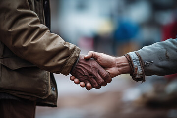 Agreement between two people. Concept of cooperation. People in need