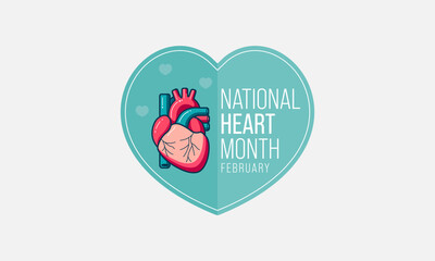 National Heart month is observed every year in February, to adopt healthy lifestyles to prevent heart disease (CVD). Vector illustration