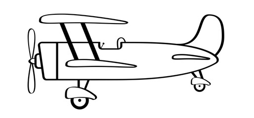 Cartoon childrens plane line pattern. Travel icon. Airplane or air plane clip art. Take Off, flight route. Drawing comic, aircraft sign. Aeroplane symbol. Kids jet symbol