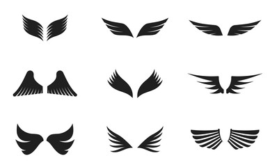 Bird wings icon vector set 