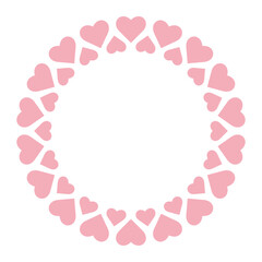 Round frame with pink hearts for Valentine's day.