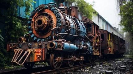 Fotobehang Recycled train wheels © Fauzia