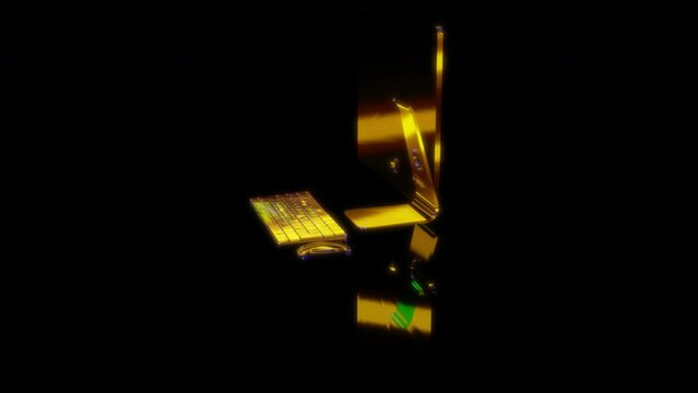 3D animation rendering, PC monoblock model on a black background