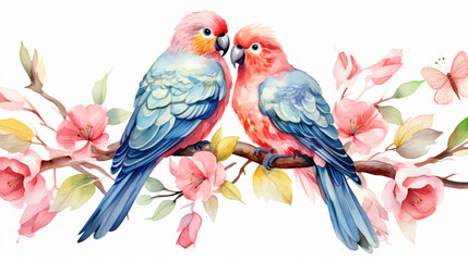 Vgel Verliebt Paar Wasserfarben Liebe Vogel