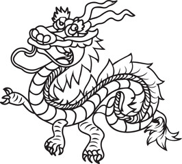 dragon line art style vector, illustration