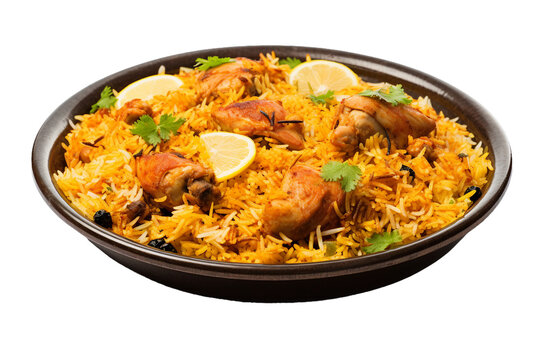 Biryani, transparent background, isolated image, generative AI