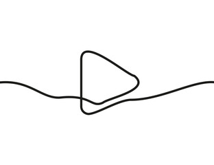 A single-line drawing of a play button. Continuous line play button icon. One line icon.