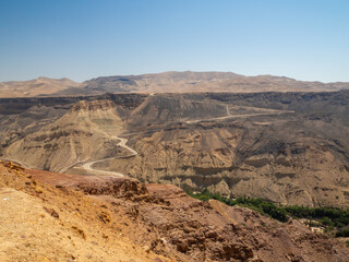 Dead sea desert, hot springs Jordan valley, panorama view