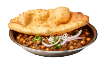 Chole Bhature, transparent background, isolated image, generative AI