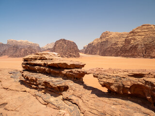 Fototapeta na wymiar Wadi Rum desert, aka Valley of the Moon, Jordan, Middle East