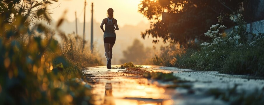 Young Attractive Athletic Woman On Early Morning Run.