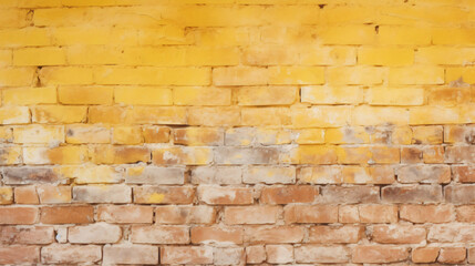 Old grunge and rustic pastel yellow brick wall