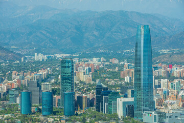 Santiago de Chile, Chile, November, 19, 2023: View of Sky Costanera tower