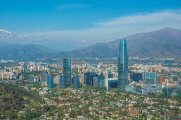 Obraz premium Santiago de Chile, Chile, November, 19, 2023: View of Sky Costanera tower