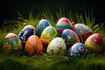 Fototapeta premium a collection of painted easter eggs celebrating a happy easter