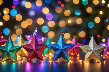 Ultra HD Festive Backdrop: A Tapestry of Twinkling Lights, Vibrant Patterns, and Shimmering...