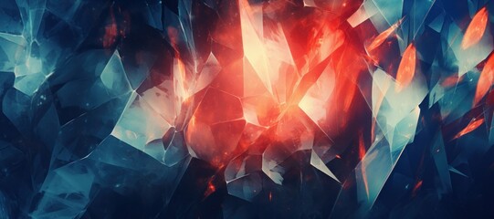 Abstract crystal blue and red background - Geometric blue background. Abstract pattern backdrop. Technology. Futuristic.