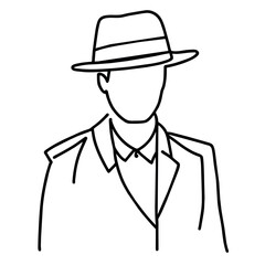 Fashion Forward men wearing a hat style drawing illustration, Generative Ai