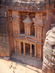 The Treasury, Petra historic and archaeological city carved from sandstone stone, Jordan, Middle...
