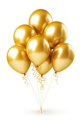 gold balloons isolated on white background