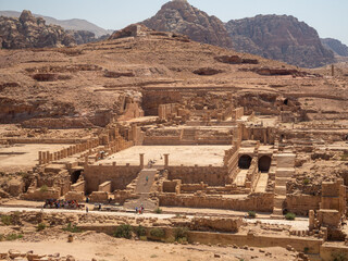 Roman ruins, Petra historic and archaeological city carved from sandstone stone, Jordan, Middle East