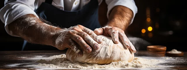 Foto op Plexiglas Making dough by hands at bakery © alexkich