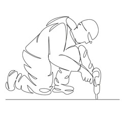 male worker working with a screwdriver