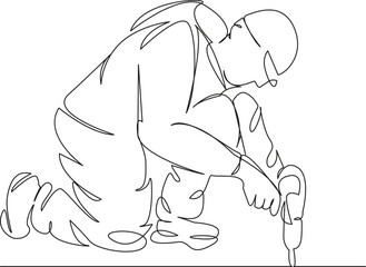 male worker working with a screwdriver