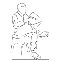 pensioner man reading a newspaper