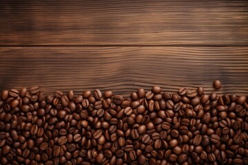 Fototapeta premium A close-up of roasted coffee beans, highlighting the rich texture and depth of color, perfect for depicting the essence of coffee