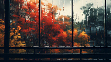 Rainy day outside the window. Generative Ai.