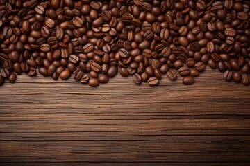 Fototapeta premium A close-up of roasted coffee beans, highlighting the rich texture and depth of color, perfect for depicting the essence of coffee
