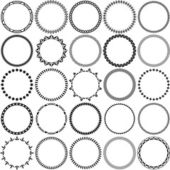 Collection of Round Decorative Border Frames with Clear Background. Ideal for vintage label designs. - 699034859