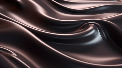 Obraz premium Abstract futuristic dark black background with waved design. Realistic 3d wallpaper with luxury flowing lines. Elegant backdrop for poster
