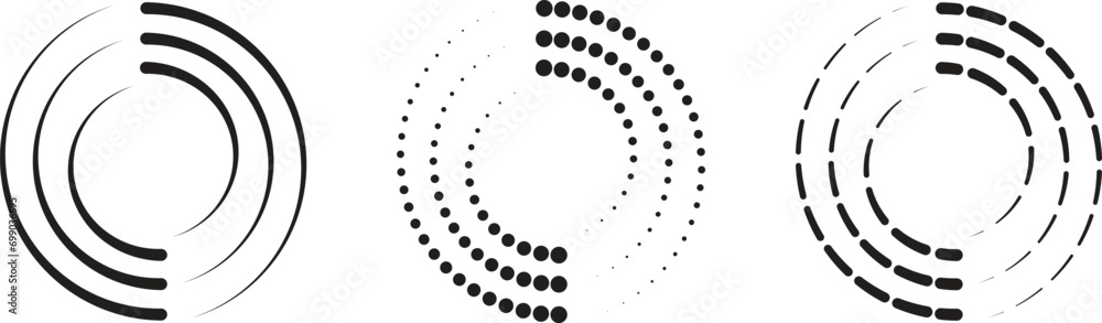 Poster circle shape dotted icon vector. set of hand drawn circle frame.. circle geometry symbol for creativ