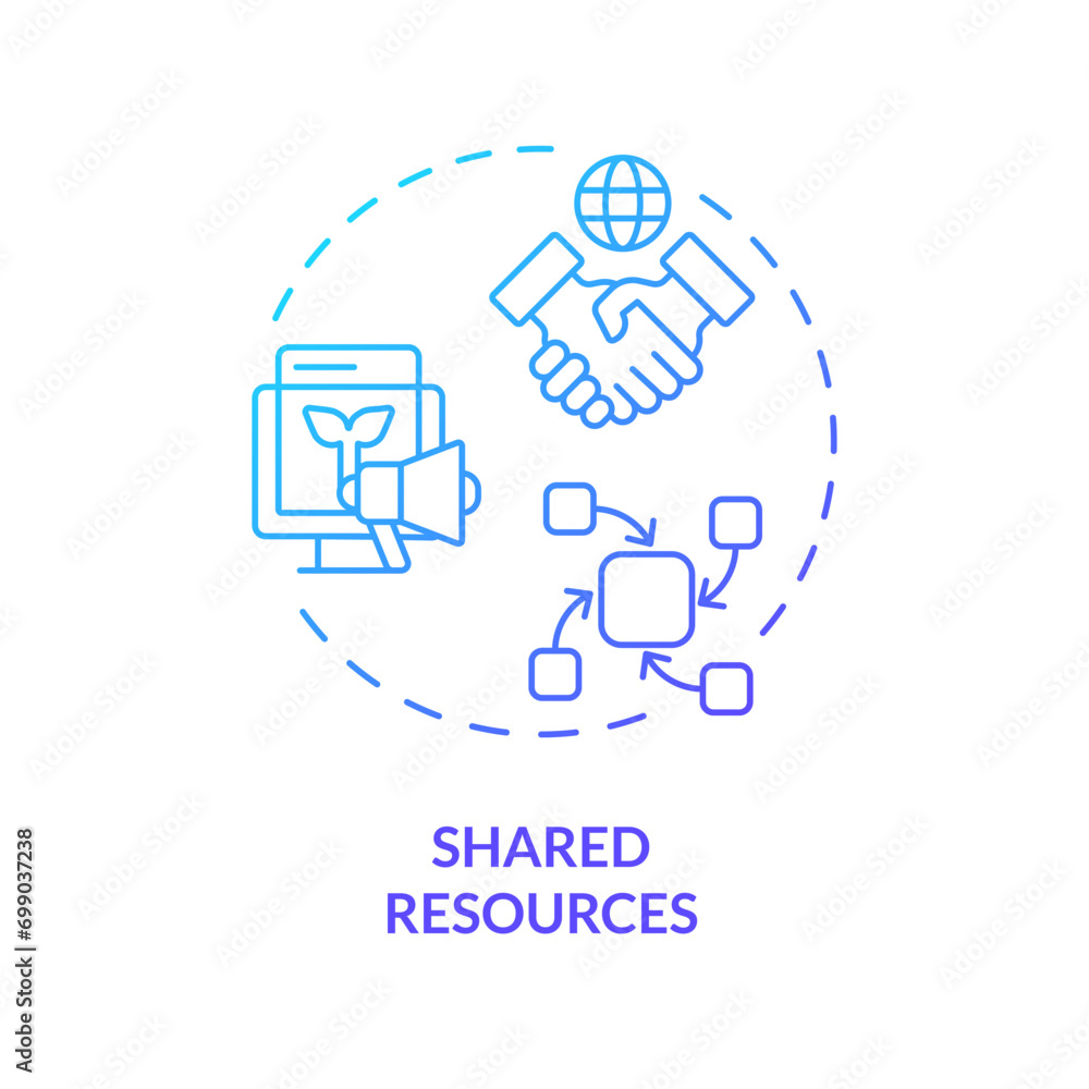 Poster 2d gradient shared resources icon, creative isolated vector, thin line illustration representing agr