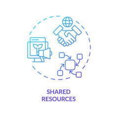 2D gradient shared resources icon, creative isolated vector, thin line illustration representing agricultural clusters.