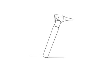 Single continuous line drawing of Otoscope. Equipment for doctor examining patient heart beat condition. Medical health care service excellence concept. Modern one line draw design vector graphic illu