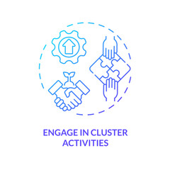 2D gradient engage in cluster activities icon, creative isolated vector, thin line illustration representing agricultural clusters.
