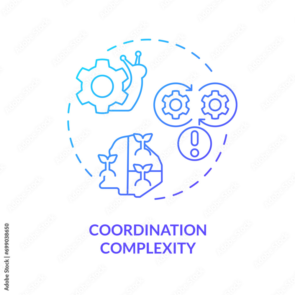 Poster 2d gradient coordination complexity icon, creative isolated vector, thin line illustration represent