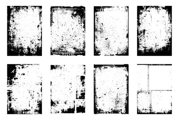 Dirty Grunge Textures Vector collection. Grunge  Frames Vector. Overlay textures set stamp with grunge effect. Old damage Dirty grainy and scratches. 
