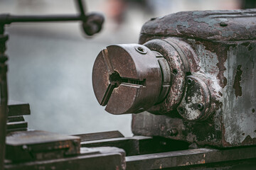 Close up to detail of soviet style old machines