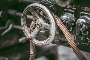 Close up to detail of soviet style old machines