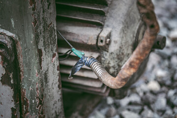 Close up to detail of soviet style old machines