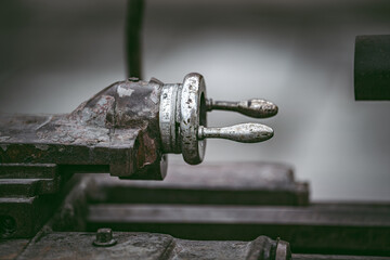 Close up to detail of soviet style old machines