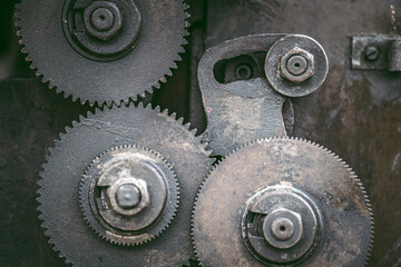 Close up to detail of soviet style old machines