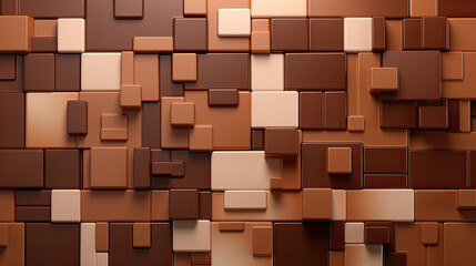 A contemporary abstract design with geometric shapes and blocks in varying shades of milk chocolate, creating a chic and trendy pattern  Ai Generative