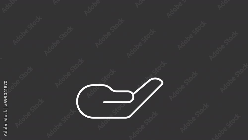 Poster 2d white simple thin line animation of alms icon, hd video with transparent background, seamless loo