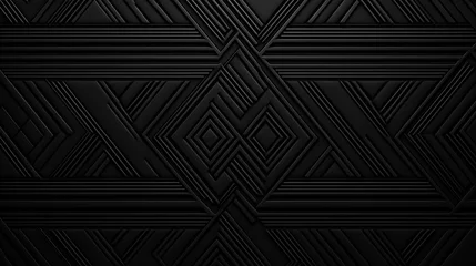 Fototapete Boho-Stil Embossed black background, ethnic indian black background design. Geometric abstract pattern